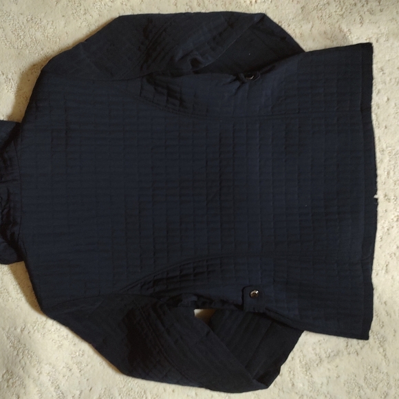 St Johns Bay Women Quilted Jacket Coat Petite Medium Blue - Picture 2 of 4